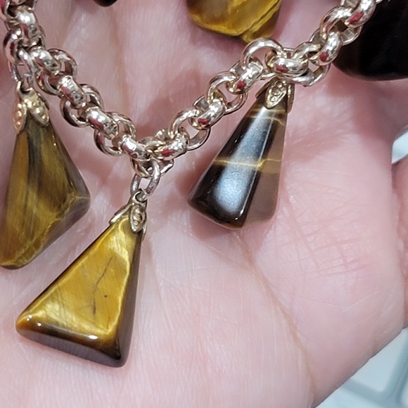 Tigers eye charm dangle brown yellow bracelet - Picture 5 of 11